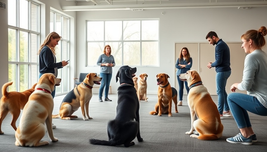 Group training session showcasing positive reinforcement fear-free dog training.
