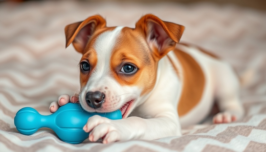 National Dog Day Deals: Playful puppy with blue toy on blanket.