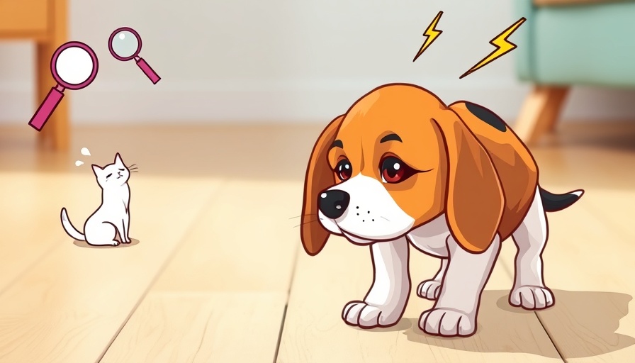 Beagle puppy playfully illustrated, exploring growth stages.