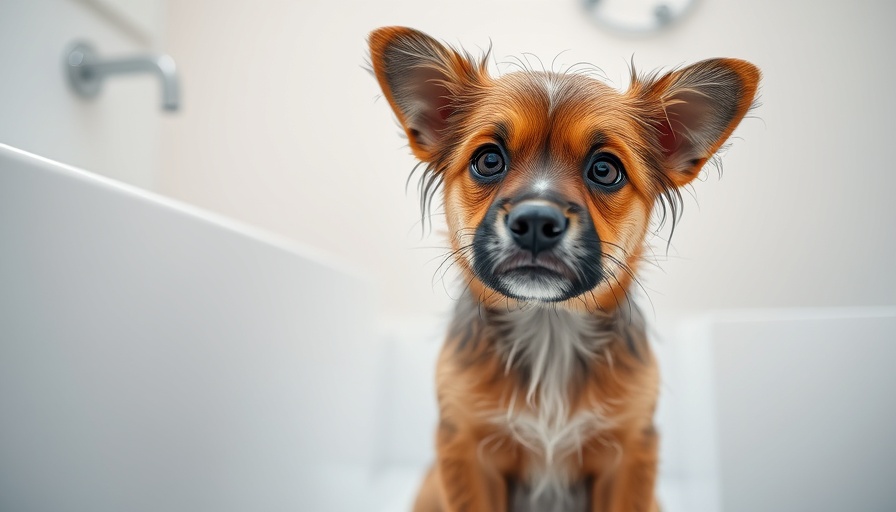 Curious wet dog in bathroom for 'What Can I Wash My Dog With That Isn’t Dog Shampoo'