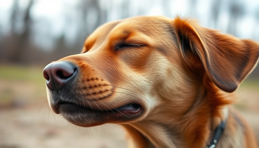 Brown dog head shake outdoors with question text overlay.