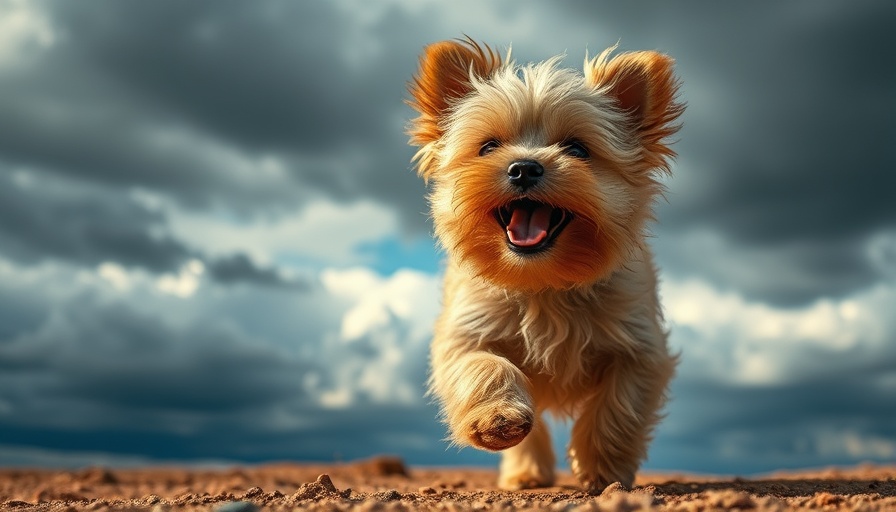 Fluffy dog shaking vigorously under a stormy sky, Reasons Dogs Shake