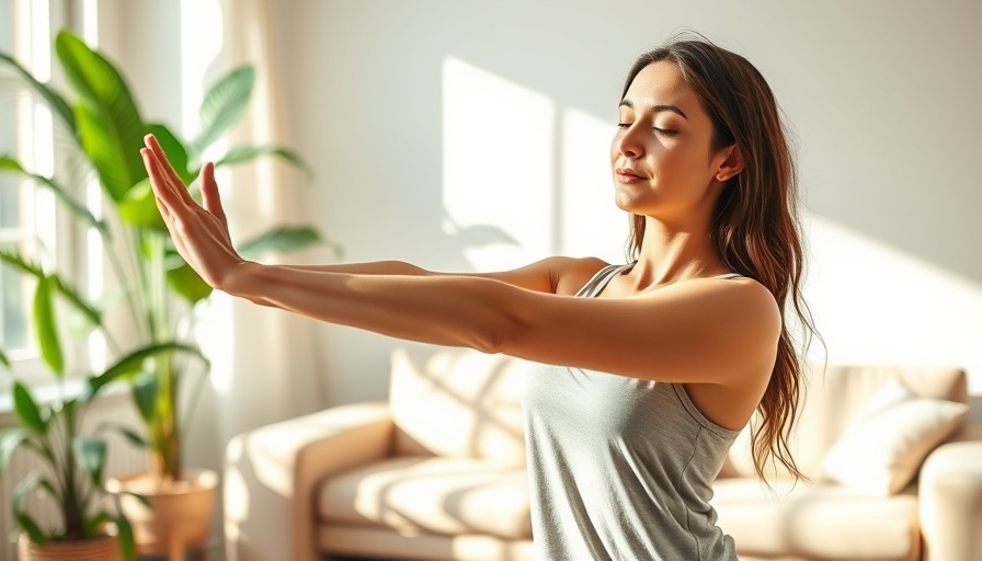 Woman practicing yoga for heart health indoors.