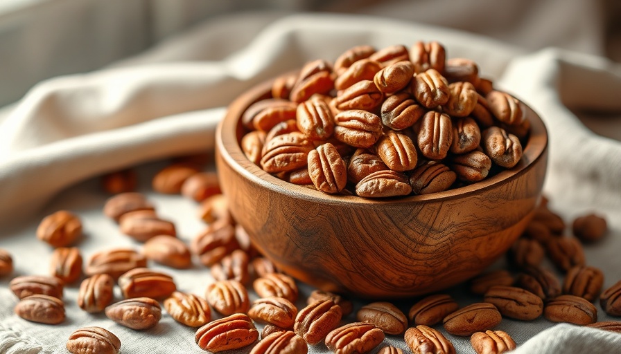 Pecans in a bowl promoting pet health benefits.