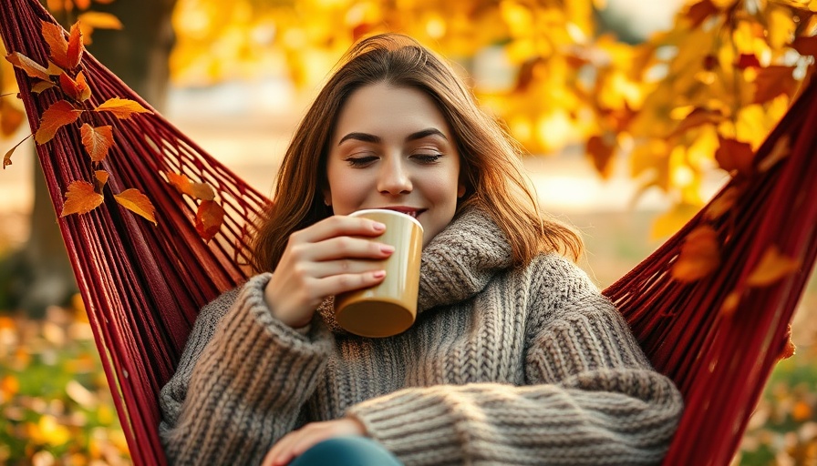 Fall wellness hacks: woman enjoying a warm drink outdoors.