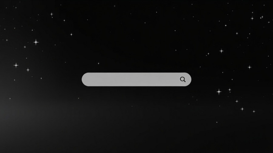 Minimalistic Grokipedia search interface illustration with stars.