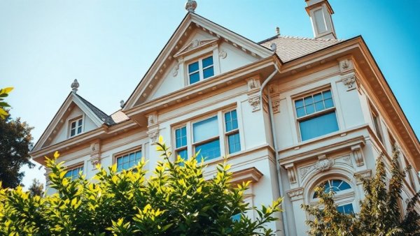 Minneapolis luxury real estate market: Elegant vintage house with ornate gable against clear sky.