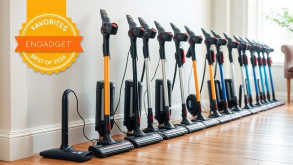 Best cordless vacuums for 2026 lined up with Engadget badge.