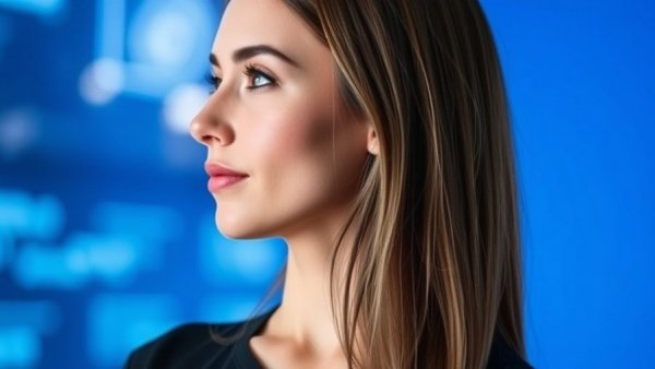 Digital banner on monitoring brand mentions in ChatGPT by a person on a blue background.