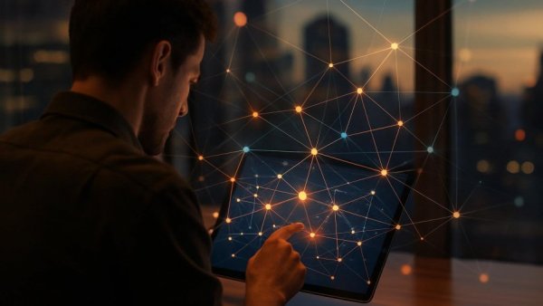 B2B Marketing Strategy Platforms with AI concept on tablet.