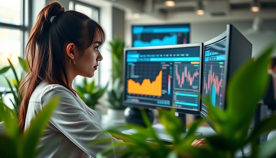 Focused woman analyzing data on monitors in office, related to Google Ads Performance Max new controls.