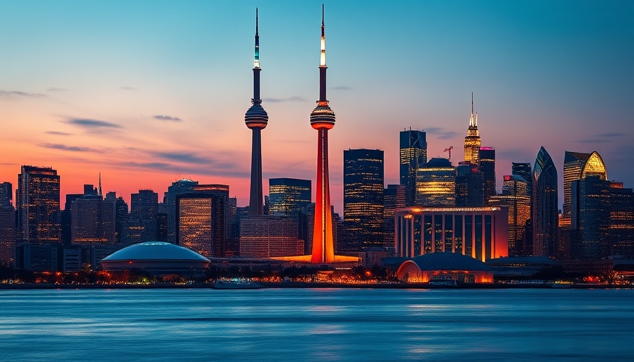Toronto skyline at dusk reflecting on water, Ultra-Luxury Home Sales Increase Toronto.