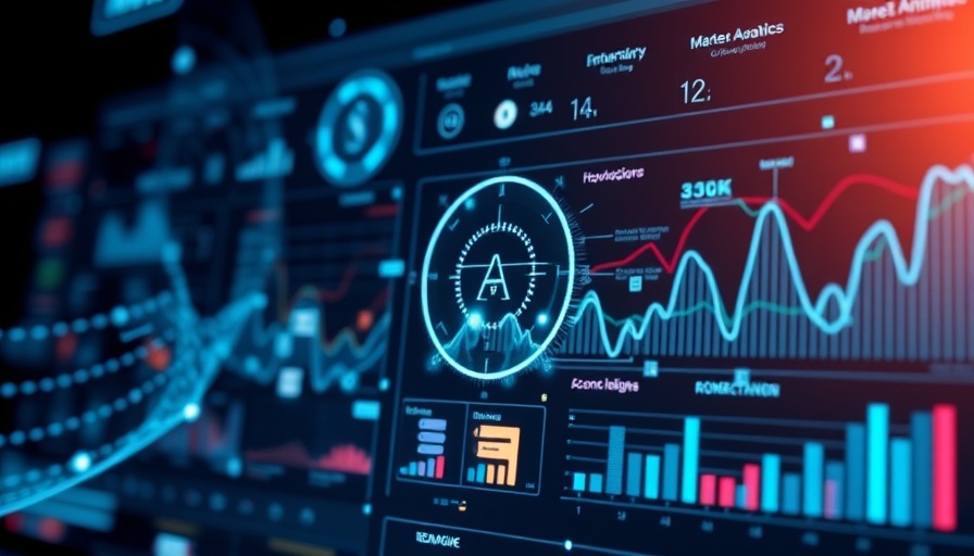 AI interfaces visualizing marketing analytics impact, futuristic design