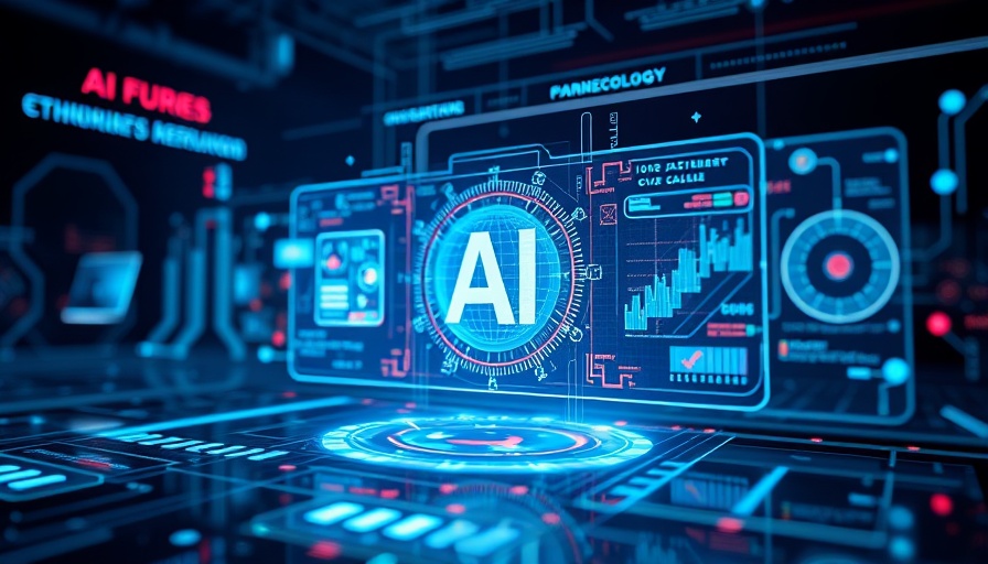 Futuristic digital interface showing AI technology updates.