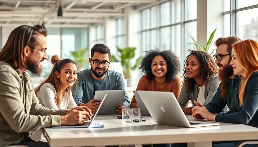 Diverse team discussing Google AI features for small businesses in modern office.