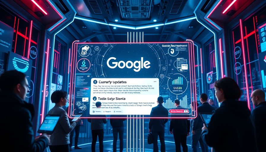 Futuristic interface showing Google Search updates 2025.