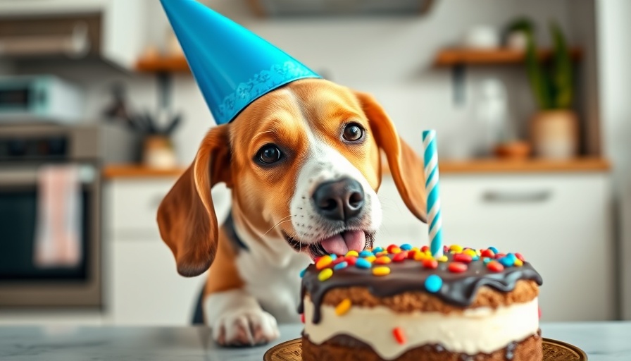 Adorable beagle enjoying dog-friendly birthday cake recipe.