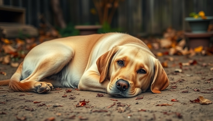 Golden labrador resting outdoors, symbolizing best dog food for muscle problems.