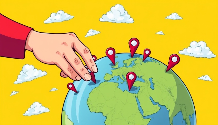 Illustration of global strategy with location pins on a globe.