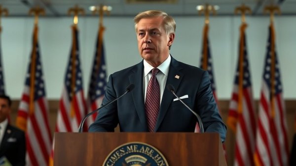 Politician discussing government shutdown legislation at podium