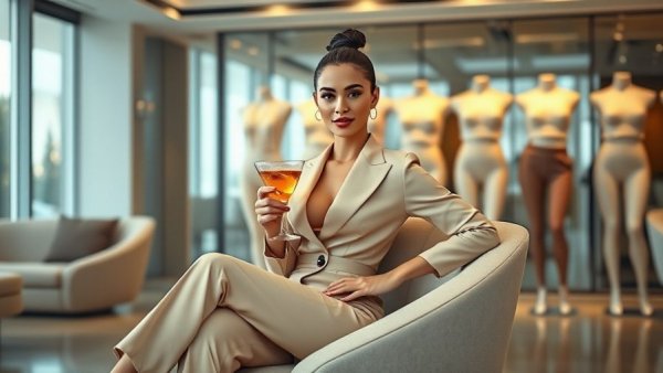 Elegant woman in Skims store showcasing brand's valuation growth strategy.