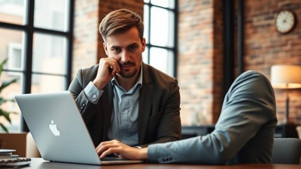 Leader in office, working at desk, be yourself as a leader.