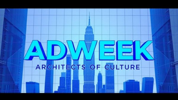 ADWEEK Architects of Culture nominations futuristic logo on digital cityscape.
