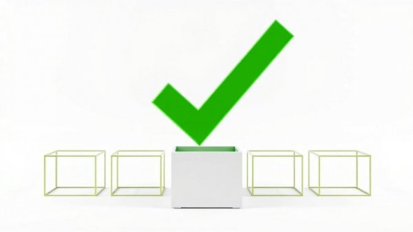Green checkmark symbolizing completion in a 3D render, Security as Code.