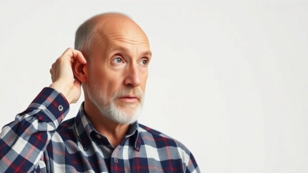 Older man experiencing age-related hearing loss holding hand to ear.