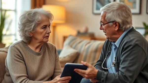 Review Medications for Safety in Aging - older woman consulting healthcare professional.