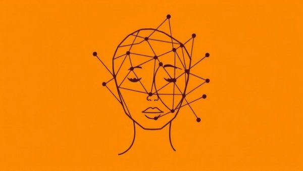 Opus 4.7 d'Anthropic concept with abstract face and nodes.