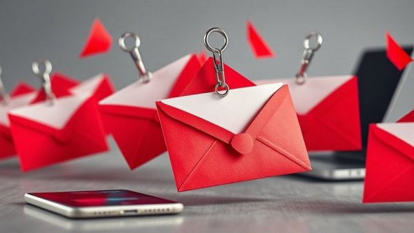 Phishing envelopes representing Business Email Compromise scams.