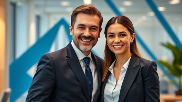 Agile Leadership spotlight: smiling couple in business setting.