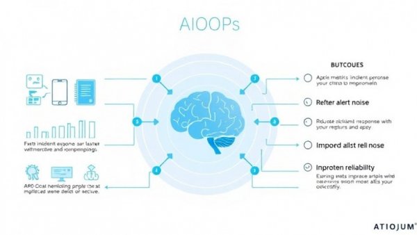 AIOps in DevOps infographic explaining data inputs and outcomes.