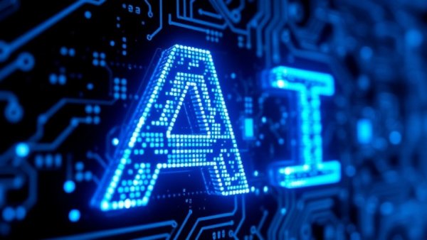 Futuristic glowing AI text symbolizing trust in AI agents.