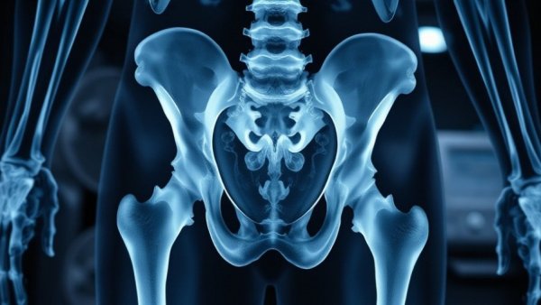 X-ray of human pelvis highlighting missed diagnosis in aging adults.