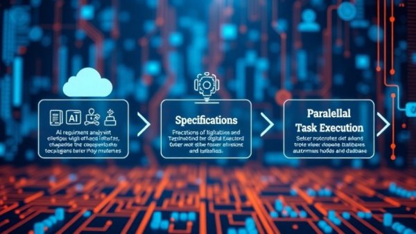 AWS Kiro AI coding tool illustration depicting automated coding process.