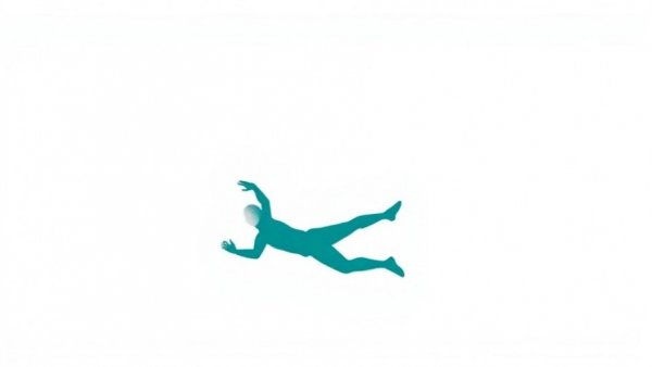 Minimalistic silhouette of figure falling symbolizing fall detection technology