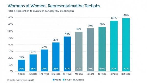 Bar chart depicting women's representation in tech companies.