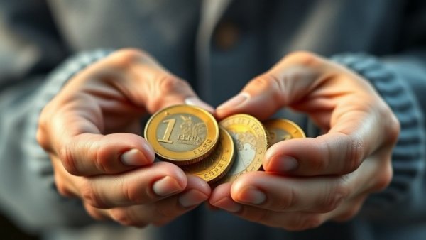 Aging adults financial decline concept with elderly hands counting coins.