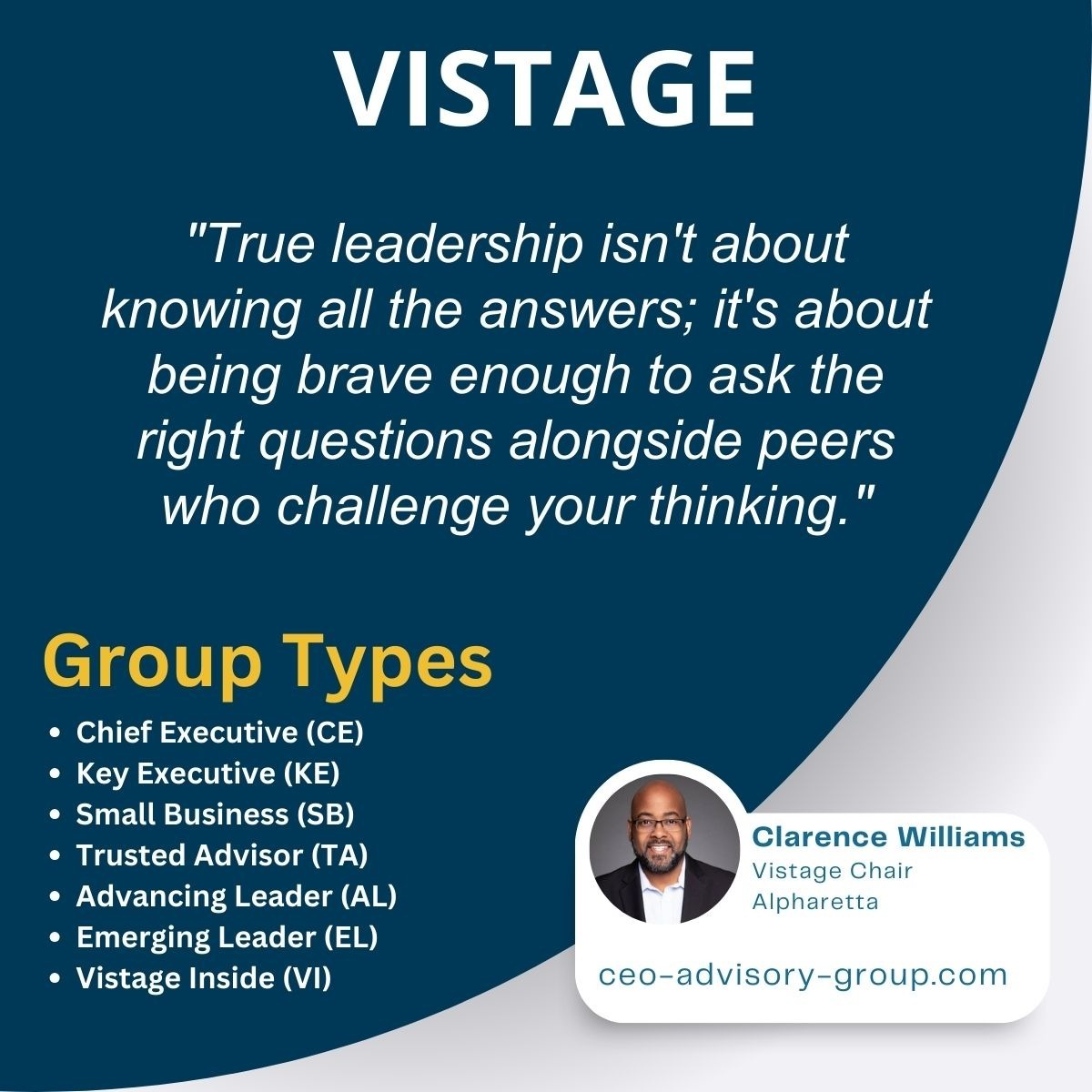 Vistage Group Types Johns Creek, GA