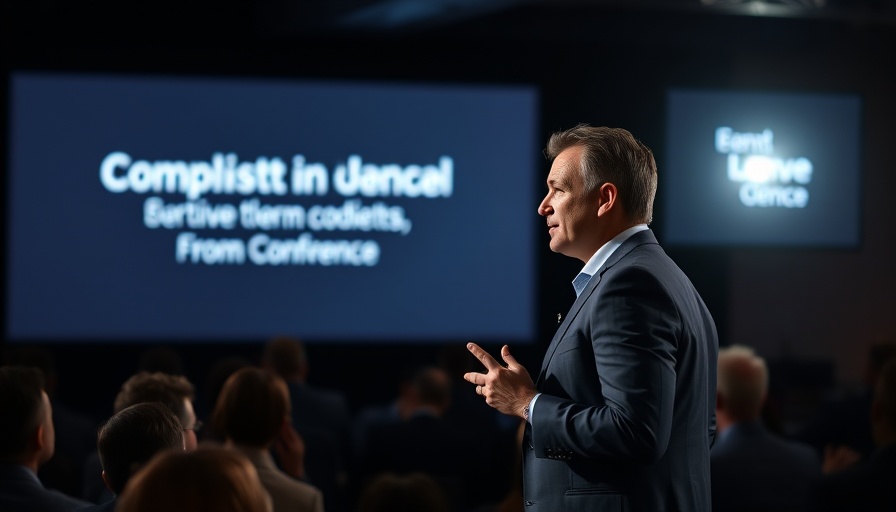 Speaker presenting at a tech conference, ServiceNow AI strategy.