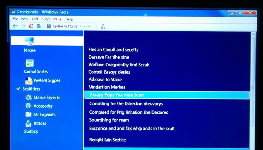 Windows Fax and Scan interface menu options displayed