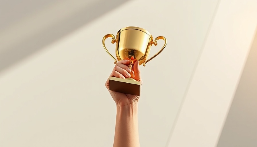 Celebratory hand with a trophy for DevOps Awards 2024