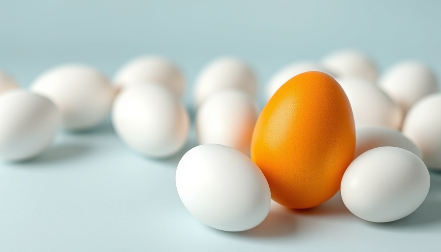 Unique orange egg among white eggs symbolizing fintech innovations