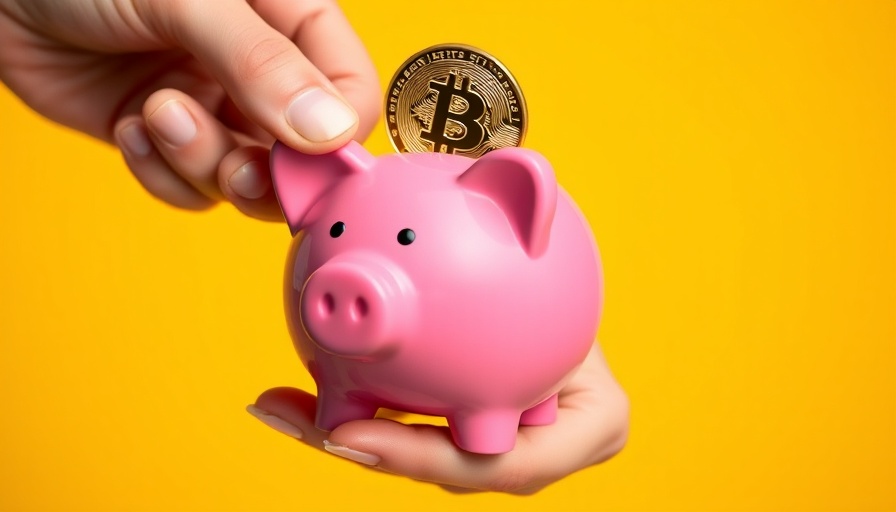 Crypto-Friendly Banks: Bitcoin in pink piggy bank on yellow background.