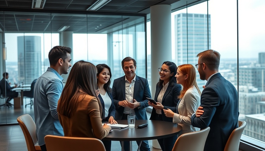 Diverse professionals discussing leadership lessons in a conference room.