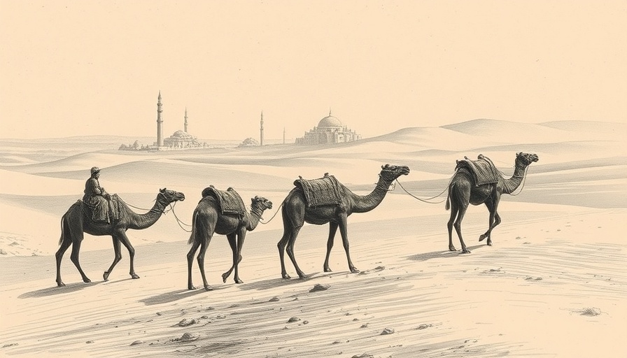 Vintage camel caravan exploring trade routes, startup ideas