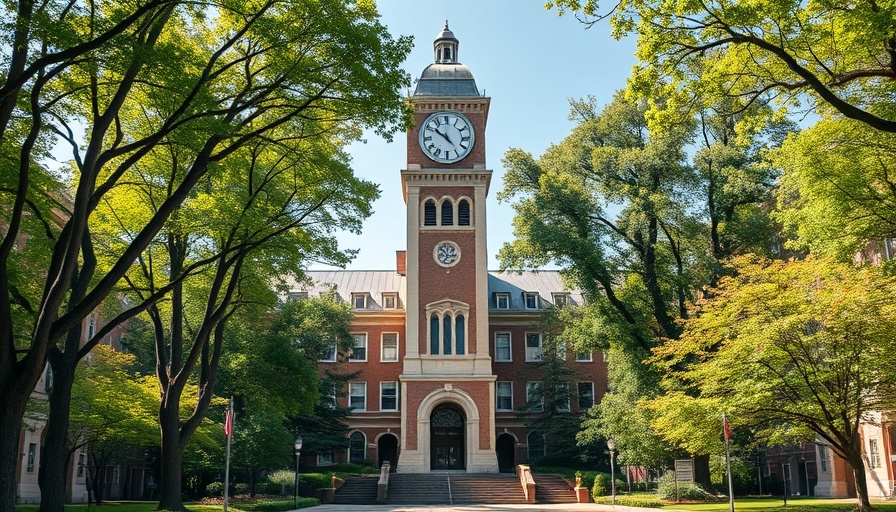 University campus clock tower showcasing UNO advertising strategy.