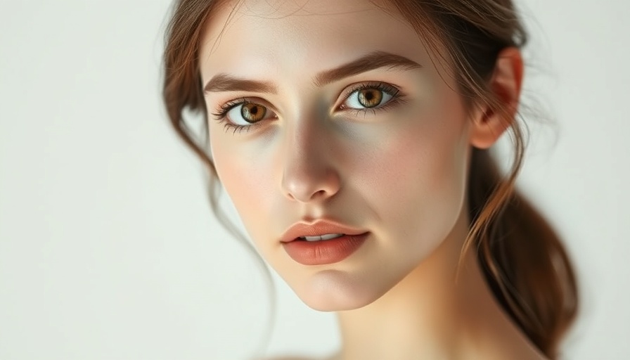 Young woman with serene expression, close-up portrait.